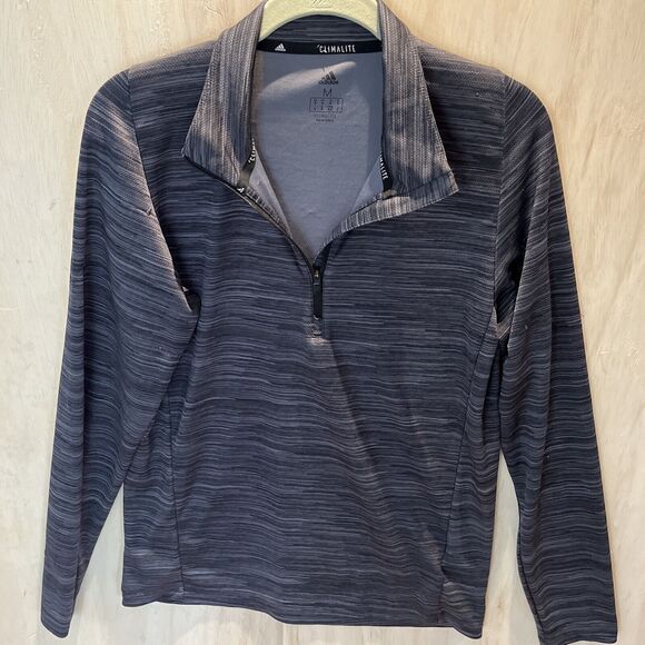 Adidas Climalite Mens pullover top shirt Black Gray 1/4 Zip Size Medium - Picture 1 of 7